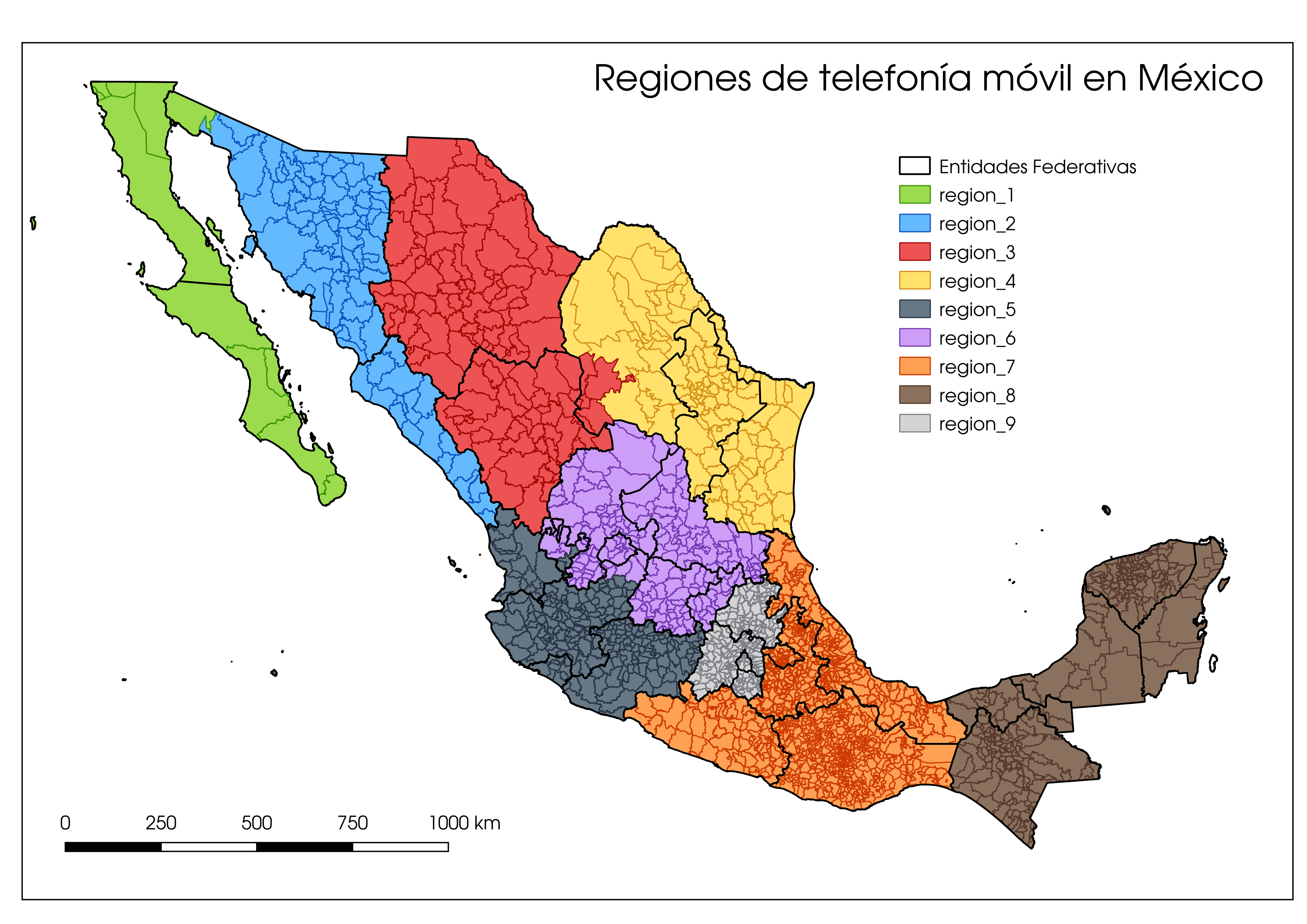 Regiones móviles celular en México